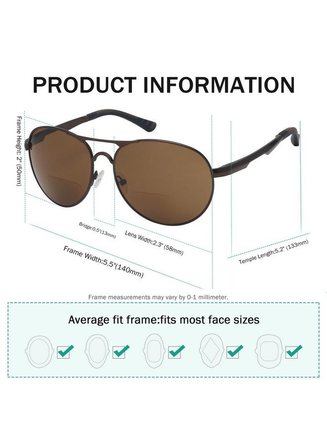 Eyekepper - Bifocal Sunglasses Pilot Style Bifocal Sunshine Readers Outdoor Reading Glasses (Brown 2.50) - Image 1