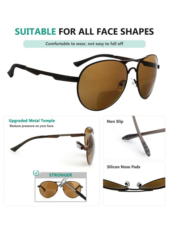 Eyekepper - Bifocal Sunglasses Pilot Style Bifocal Sunshine Readers Outdoor Reading Glasses (Brown 2.50) - Image 1
