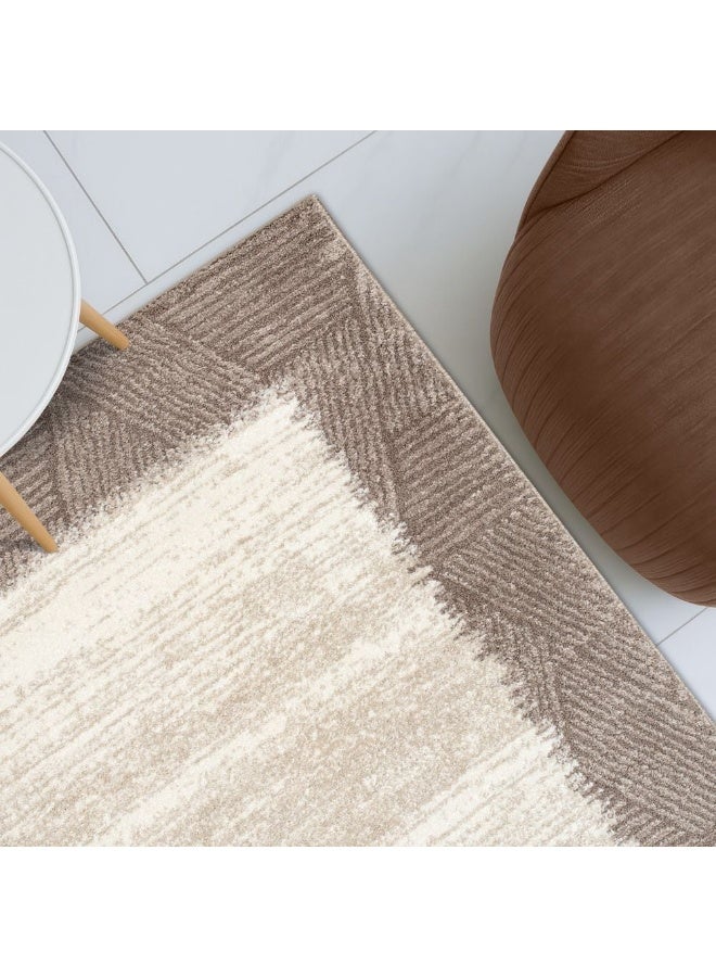 DANUBE HOME La Perle Contemporary Rug | Washable Contemporary Rugs Style | Polypropylene + Polyester Area Rug Floor Covering | Indoor Carpet For Living Room Dining Bedroom 160X230cm-White Beige - Image 1