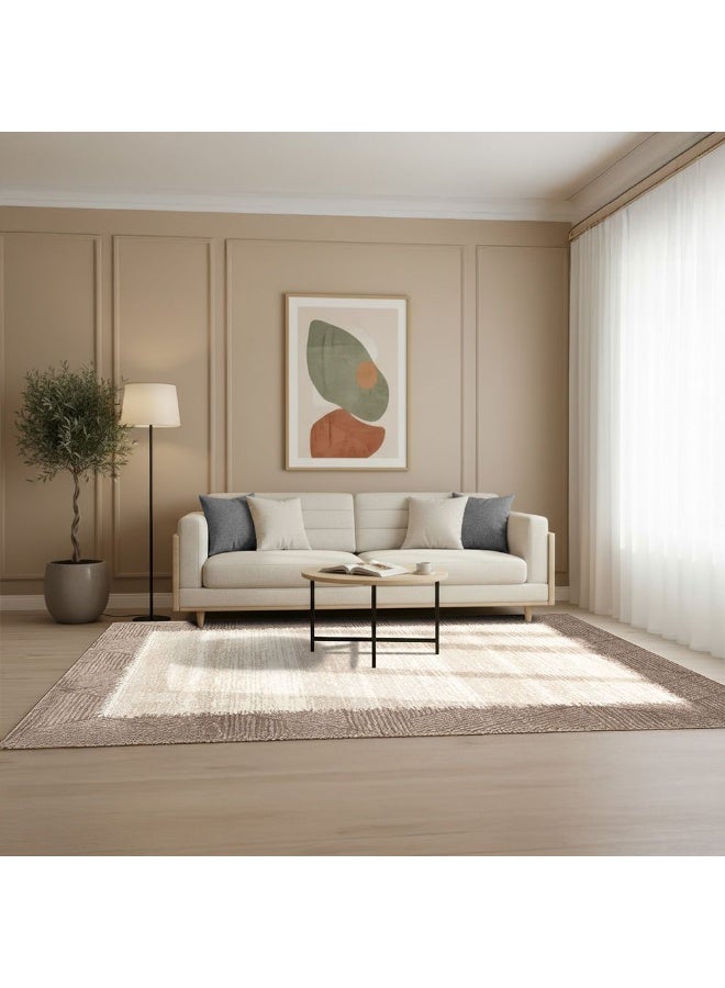 DANUBE HOME La Perle Contemporary Rug | Washable Contemporary Rugs Style | Polypropylene + Polyester Area Rug Floor Covering | Indoor Carpet For Living Room Dining Bedroom 160X230cm-White Beige - Image 2