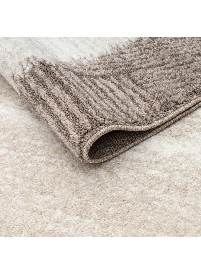 DANUBE HOME La Perle Contemporary Rug | Washable Contemporary Rugs Style | Polypropylene + Polyester Area Rug Floor Covering | Indoor Carpet For Living Room Dining Bedroom 160X230cm-White Beige - Image 3