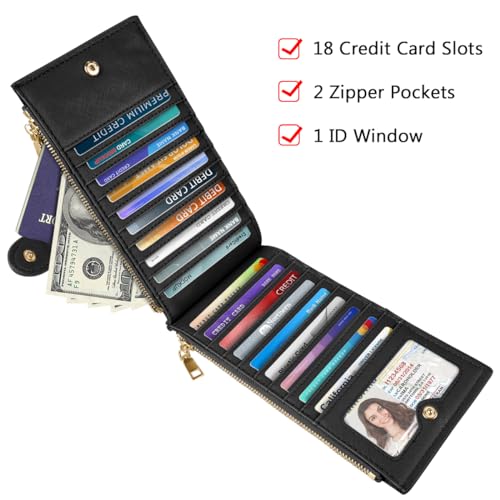 Coco Rossi Womens RFID Blocking Large Capacity Wallet Multi Card Organizer Bifold Wallet for Women with Zipper Pocket, Black Butterflies - Image 5