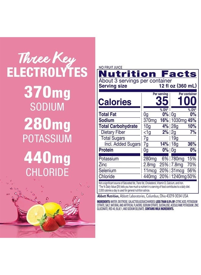 Pedilayte Pedialyte AdvancedCare Electrolyte Solution with PreActiv Prebiotics, Hydration Drink, Strawberry Lemonade, 1 Liter, 4 Count  - Image 4