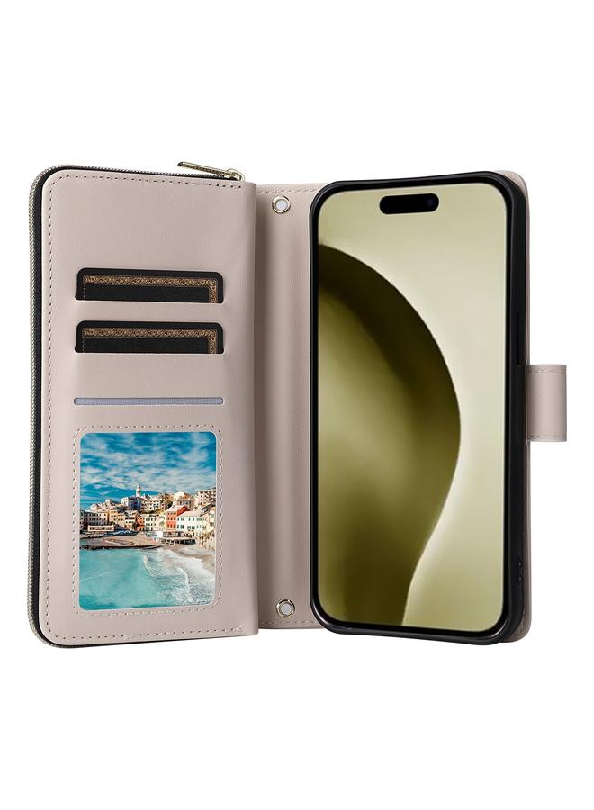 اس-توب جراب هاتف iPhone 16 Pro Crossbody بسحاب معيني الشكل ومشبك جلدي مع حبل تعليق - Image 4