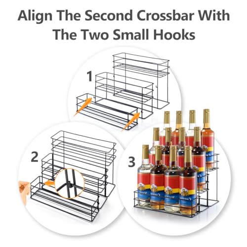 kimilus 12 Bottle Capacity Coffee Syrup Organizer 3 Tier Coffee Syrup Stand Shelf for Coffee Bar Kitchen Small Wine Rack for Bar Family Storage for Syrup Wine Dressing - Image 3