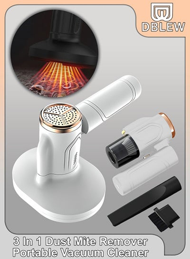 دي بلو جهاز محمول 3 في 1 كهربائي محمول لاسلكي بقوة 6000 باسكال، جهاز إزالة العث بالأشعة فوق البنفسجية بقوة 6000 باسكال، مضاد للغبار، جهاز تنظيف بالمكنسة الكهربائية ومزيل للبكتيريا مع طرف فرشاة للمنزل والسرير - Image 2