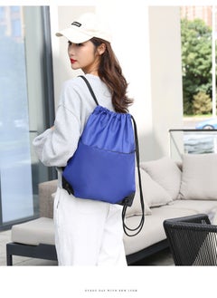 Generic Drawstring Backpack,Sports Canvas Bag,Waterproof Oxford Fabric Drawstring Bag,Swimming Bag,Basketball Bag,Soccer Bag,Zipper 36*44cm(Blue)  - Image 5