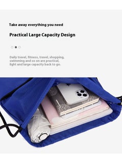 Generic Drawstring Backpack,Sports Canvas Bag,Waterproof Oxford Fabric Drawstring Bag,Swimming Bag,Basketball Bag,Soccer Bag,Zipper 36*44cm(Blue)  - Image 3