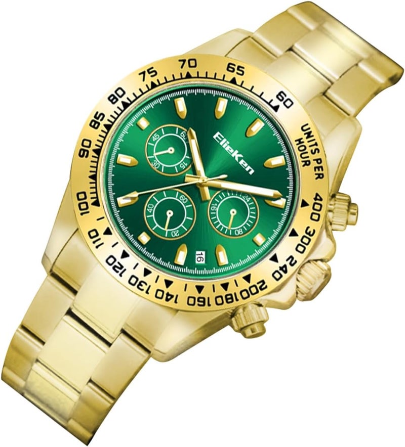 ElieKen Men's Watch Stainless Steel 30M Waterproof Mechanical Big Face Watches for Men, Multifunctional Dial Chronograph Business Casual Men Wristwatch - Image 2