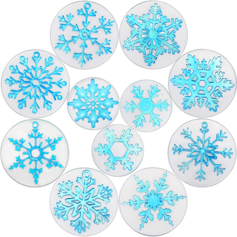 WILLBOND 11 Pcs 3D Snowflake Silicone Resin Molds Soap Chocolate Candle Fondant Mold for Winter Christmas Tree Decoration Gift Cake Topper Polymer Clay Crafts, 2.1 Inch 1.8 Inch - Image 1
