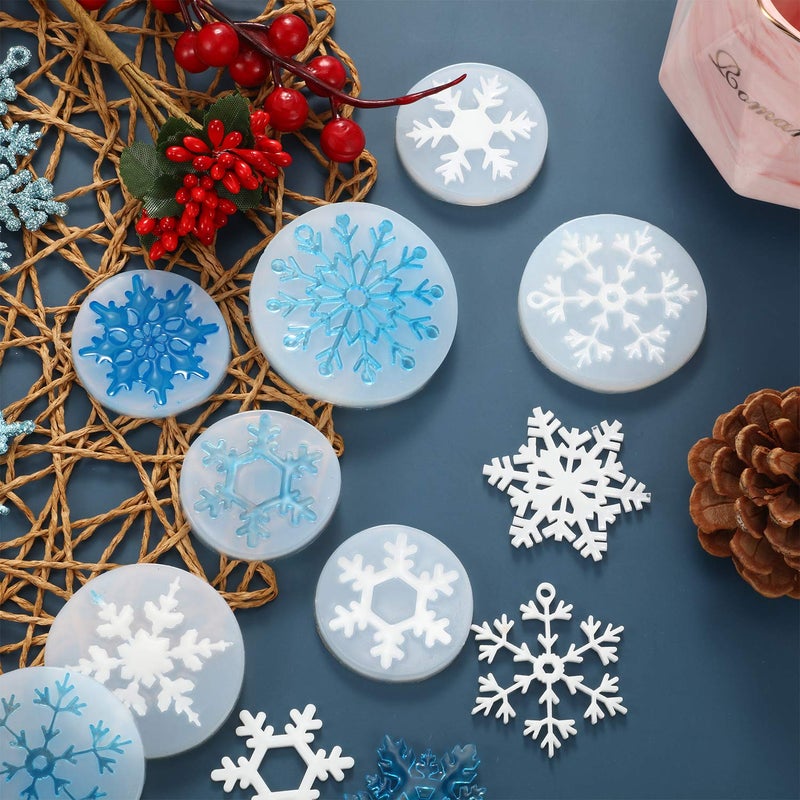 WILLBOND 11 Pcs 3D Snowflake Silicone Resin Molds Soap Chocolate Candle Fondant Mold for Winter Christmas Tree Decoration Gift Cake Topper Polymer Clay Crafts, 2.1 Inch 1.8 Inch - Image 3