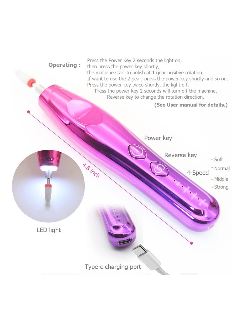 SYOSI مثقاب أظافر كهربائي لاسلكي مجموعة أدوات العناية بالأظافر الكهربائية أكريليك مجموعة مانيكير وباديكير قابلة للشحن أداة طحن الأظافر للنساء والفتيات، مجموعة Efile مع رؤوس مثقاب الأظافر وأشرطة صنفرة وفرشاة غبار الأظافر - Image 4