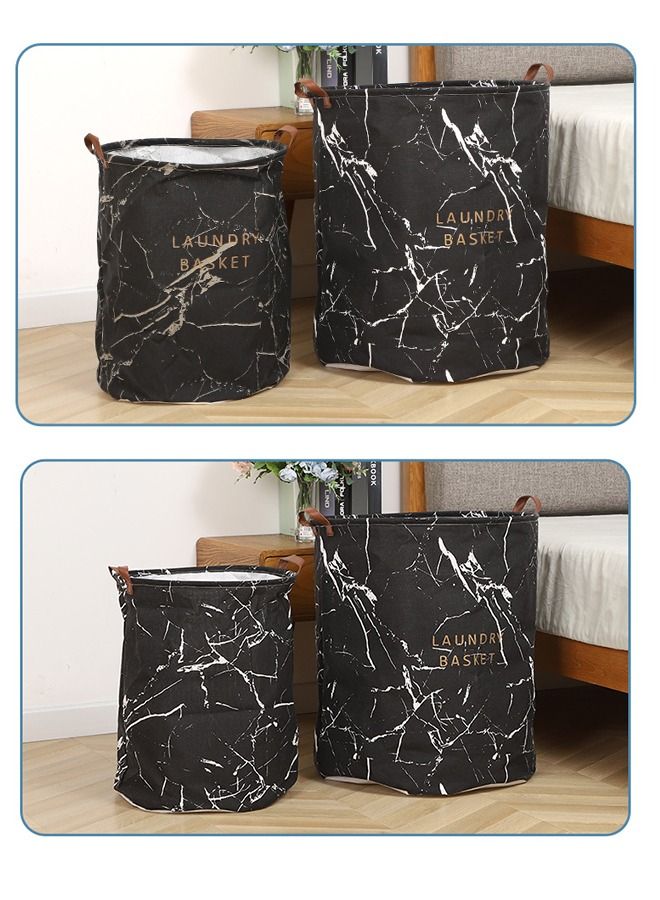 Foldable Storage Bag, Dirty Clothes Basket, Double Handle Storage Basket, Clothes Storage Bucket. Household Storage Bag for Bathroom, Laundry Storage, Bedroom Storage Basket (Black) - Image 2