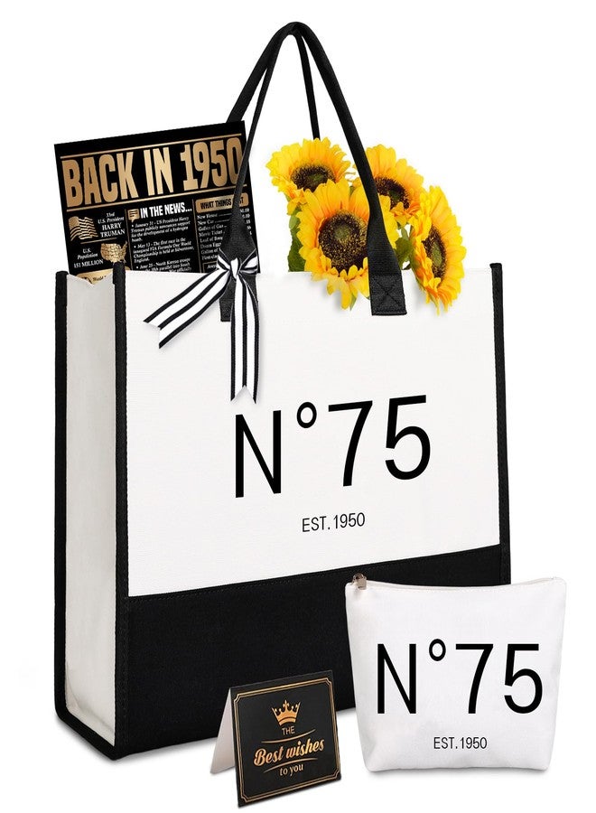 Lamyba 75th Birthday Gifts for Her, 75s Birthday Decorations for Women/Wife/Mom/Friends/Sister, Back in 1950 Poster, N 75 Tote Bag - Image 1