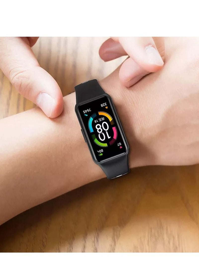 Sport Watch Strap Compatible with Huawei Band 6/Honor 6 Bracelet Sweatproof Lightweight Silicone Wristband Replacement Band Compatible with Huawei Band 6 Pro (Black-white) - Image 4