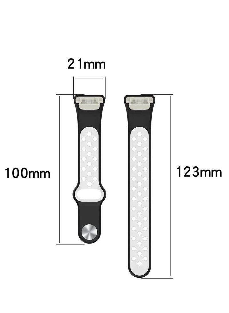 Sport Watch Strap Compatible with Huawei Band 6/Honor 6 Bracelet Sweatproof Lightweight Silicone Wristband Replacement Band Compatible with Huawei Band 6 Pro (Black-white) - Image 5