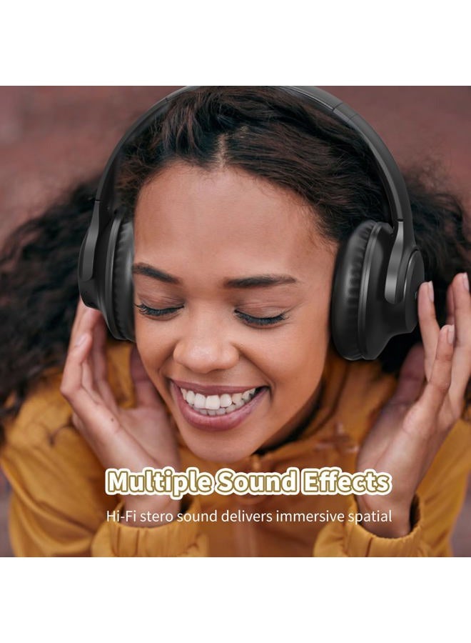 KVIDIO Bluetooth Headphones Over Ear, 65 Hours Playtime Wireless Headphones with Microphone, Foldable Lightweight Headset with Deep Bass, HiFi Stereo Sound for Travel Work Cellphone - Image 2