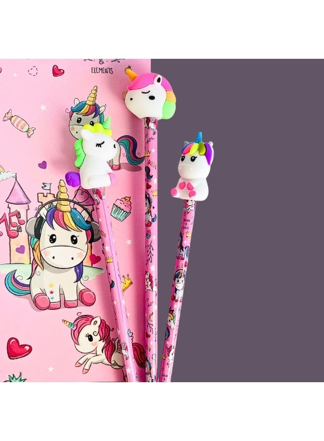 اقلام رصاص بشكل يونيكورن مع كاب من السيلكون على شكل يوني كورن 3 قطع - Image 5