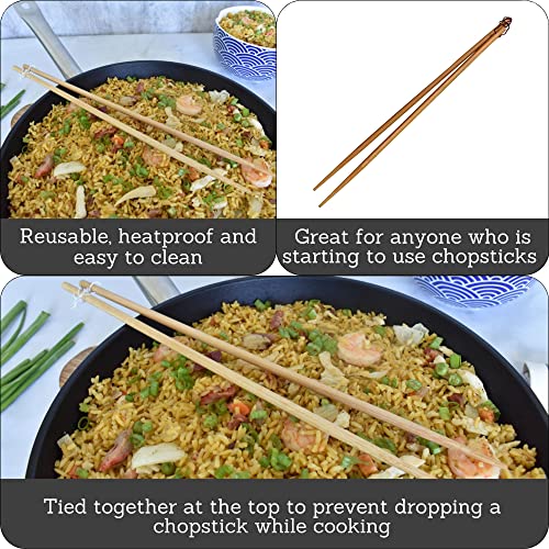 IMUSA 4 Pack 13.5" Bamboo Cooking Chopsticks,Brown - Image 2