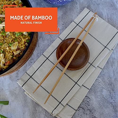 IMUSA 4 Pack 13.5" Bamboo Cooking Chopsticks,Brown - Image 3
