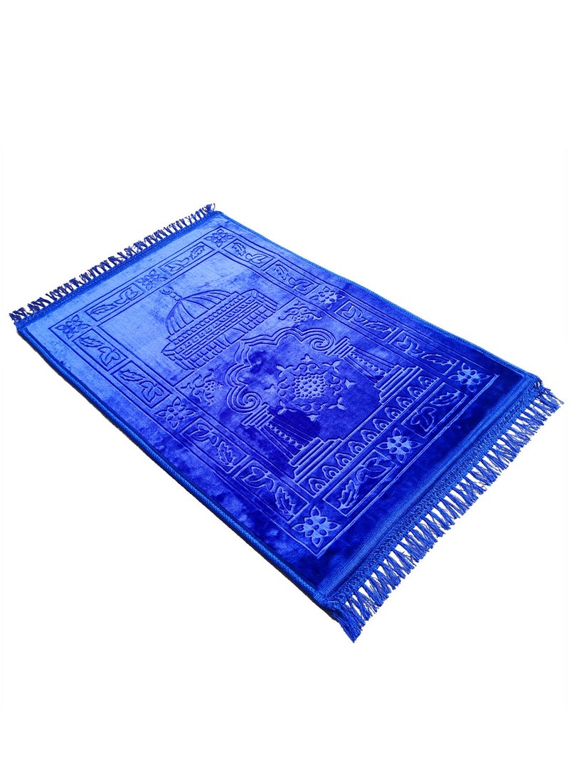 Fabienne Anti-Slip Velvet Top Prayer Mat Blue 80x120 cm  - Image 3