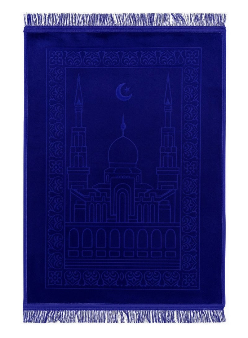 Fabienne Anti-Slip Velvet Top Prayer Mat Blue 80x120 cm - Image 1
