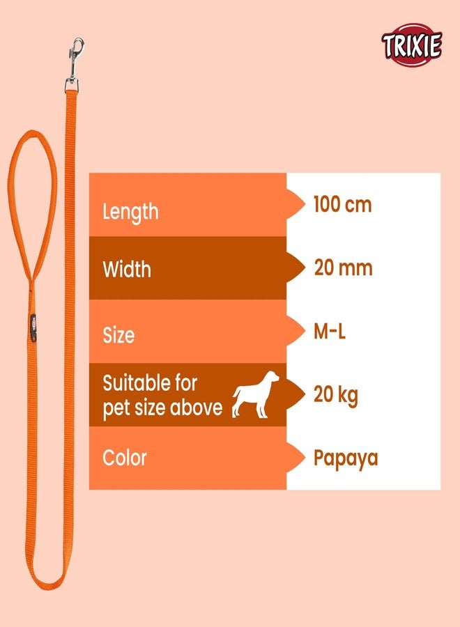 Trixie, Premium Short Dog Leash with Padded Hand Loop, Fits: M-XL, 20 kg or Above (Poodle, Bull Dog, Lab, Husky) Dogs, 37 cm/25mm (M-L, Papaya) - Image 2