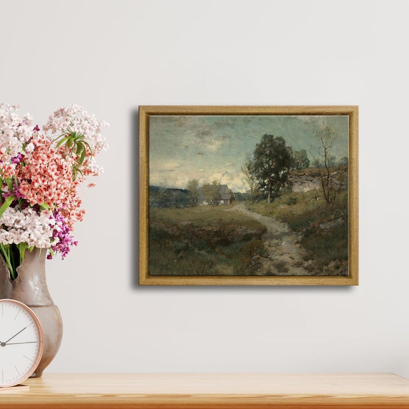 Pyradecor Vintage Canvas Wall Art Framed Bathroom Decor Wall Art Arkville Landscape Classical Oil Paintings Canvas Prints for Living Room Bedroom Farm House Decorations - Image 2