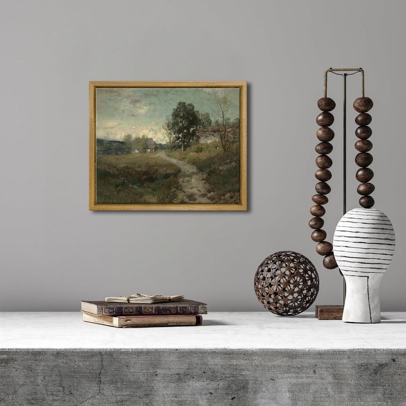 Pyradecor Vintage Canvas Wall Art Framed Bathroom Decor Wall Art Arkville Landscape Classical Oil Paintings Canvas Prints for Living Room Bedroom Farm House Decorations - Image 3