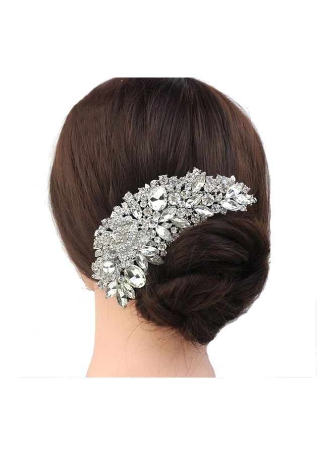 NIBEMINENT Rhinestone Studded Bridal Hair Comb Silver