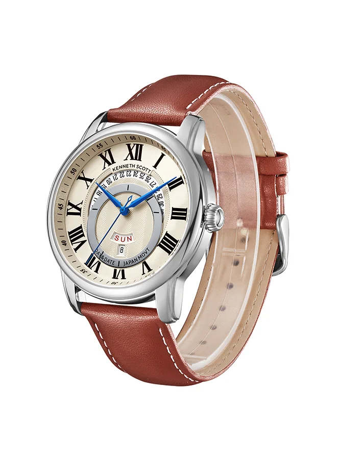كينيث سكوت Men's Ivory Dial Analog Watch - K24020-SLDI