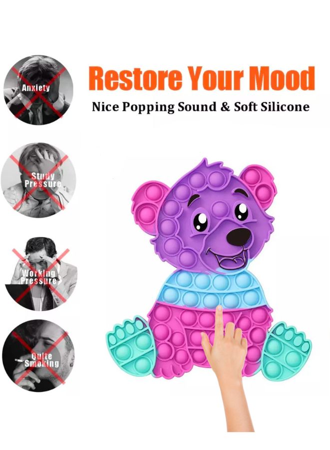 لعبة Push Pop Bubble Fidget من السيليكون للحيوان الحسي للضغط وتخفيف التوتر ومضادة للقلق ADHD والتوحد هدية خاصة فيدجيت بوبر للأطفال والكبار الدب C - Image 4