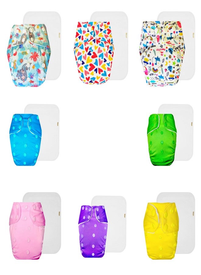 Dumbledo Premium Cloth Diaper with Cotton Insert (Pack of 8) | Hypoallergenic | Breathable | Adjustable Snaps | Ideal for Toddlers | 3 Months - 3 Years | Unisex Baby - Image 1