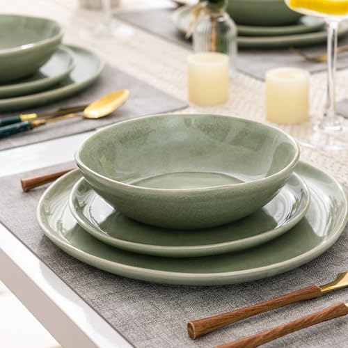 AmorArc Ceramic Dinnerware Sets,Handmade Reactive Glaze Stoneware Plates and Bowls Set,Highly Scratch Resistant | Dishwasher & Microwave Safe Dishes Set,Service for 4 (12pc) - Image 3