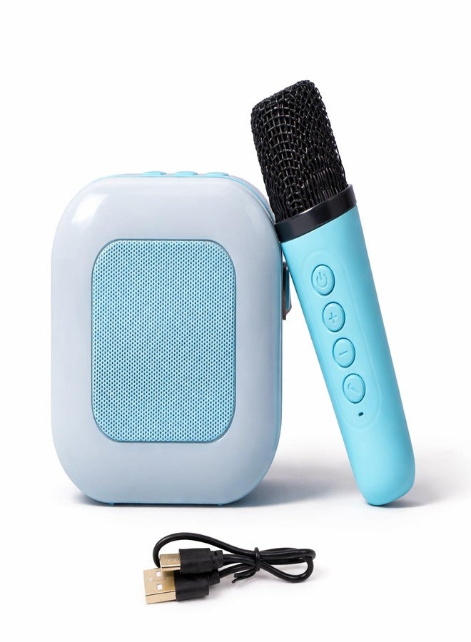 WISHKEY Rechargeable Karaoke Mic with Speake for Singing Wireless Mini Portable Bluetooth Karaoke Mic with Built-in Speaker, LED Lights Fun Toy & Birthday Gift for Kids, Boys, Girls & Adults (Blue) - Image 1
