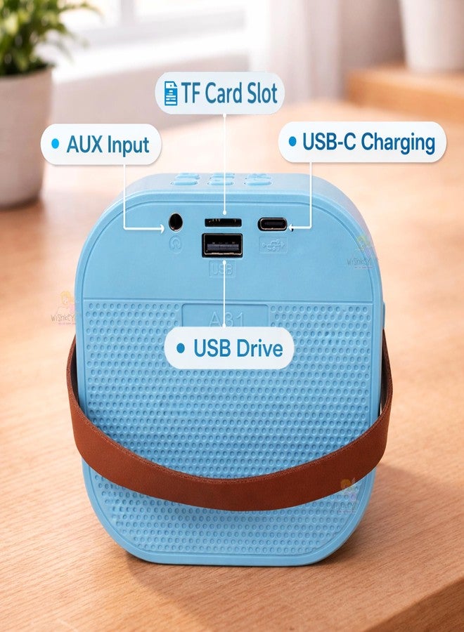 WISHKEY Rechargeable Karaoke Mic with Speake for Singing Wireless Mini Portable Bluetooth Karaoke Mic with Built-in Speaker, LED Lights Fun Toy & Birthday Gift for Kids, Boys, Girls & Adults (Blue) - Image 3