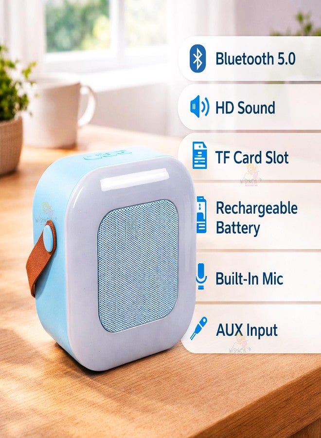 WISHKEY Rechargeable Karaoke Mic with Speake for Singing Wireless Mini Portable Bluetooth Karaoke Mic with Built-in Speaker, LED Lights Fun Toy & Birthday Gift for Kids, Boys, Girls & Adults (Blue) - Image 5