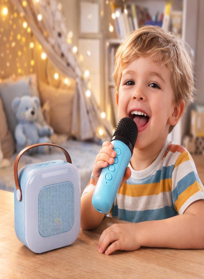 WISHKEY Rechargeable Karaoke Mic with Speake for Singing Wireless Mini Portable Bluetooth Karaoke Mic with Built-in Speaker, LED Lights Fun Toy & Birthday Gift for Kids, Boys, Girls & Adults (Blue) - Image 2