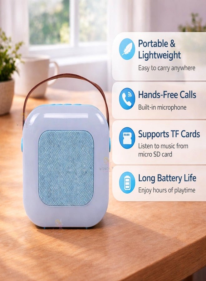 WISHKEY Rechargeable Karaoke Mic with Speake for Singing Wireless Mini Portable Bluetooth Karaoke Mic with Built-in Speaker, LED Lights Fun Toy & Birthday Gift for Kids, Boys, Girls & Adults (Blue) - Image 4