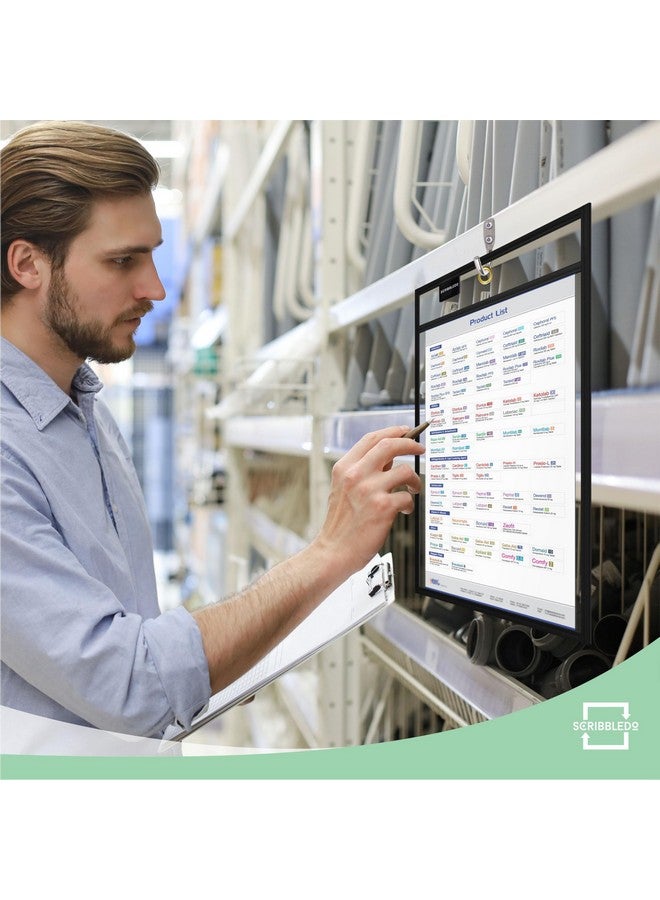 Scribbledo Job Ticket Holders 9X12 (50 Pack) Work Order Plastic Sleeves Clear Folders For Documents Paper Sleeve Hanging Clear Folder Sleeves Black Dry Erase Plastic Sleeves For Documents Shop Holder - Image 3