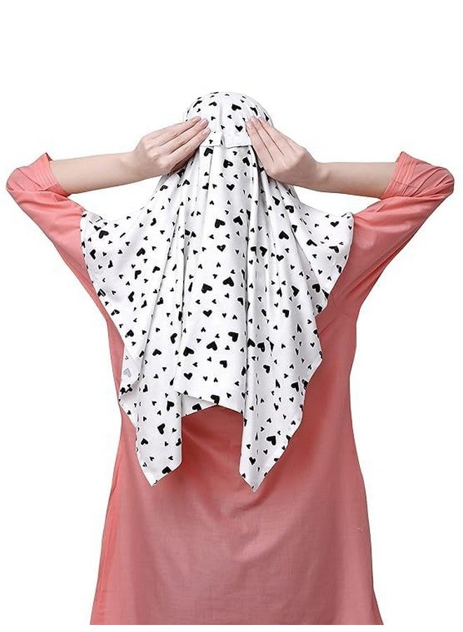 Six Sigma SIXSIGMA® Cotton Short Scarf Cum Mask scarves Usable for vehicle Driver | White Printed Design | Universal Size | For Girl & Women | Breathable Sun Protection Light Weight - Image 3