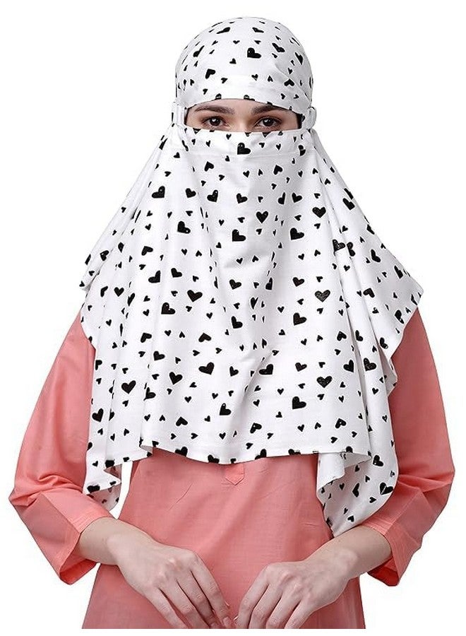 Six Sigma SIXSIGMA® Cotton Short Scarf Cum Mask scarves Usable for vehicle Driver | White Printed Design | Universal Size | For Girl & Women | Breathable Sun Protection Light Weight - Image 2