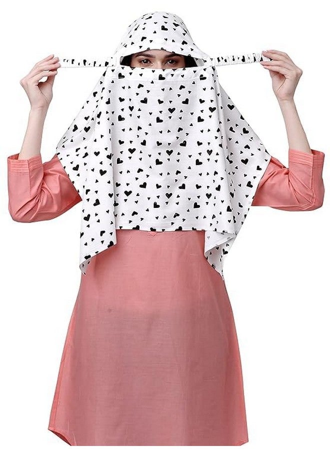 Six Sigma SIXSIGMA® Cotton Short Scarf Cum Mask scarves Usable for vehicle Driver | White Printed Design | Universal Size | For Girl & Women | Breathable Sun Protection Light Weight - Image 1