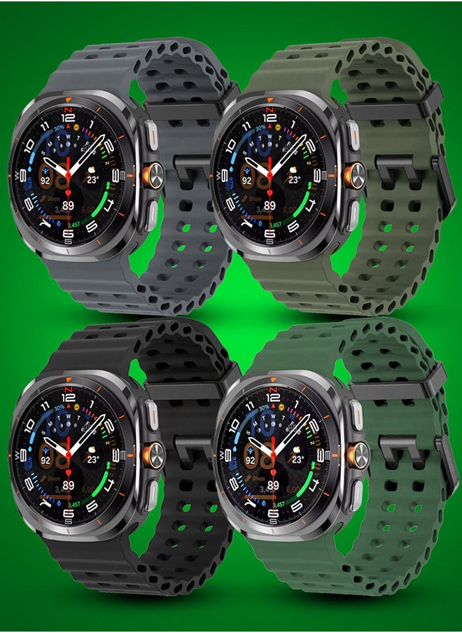 4 Pack of Band for Samsung Galaxy Watch 7 Ultra Soft Silicone  Adjustable, Sweat-Resistant, and Stylish