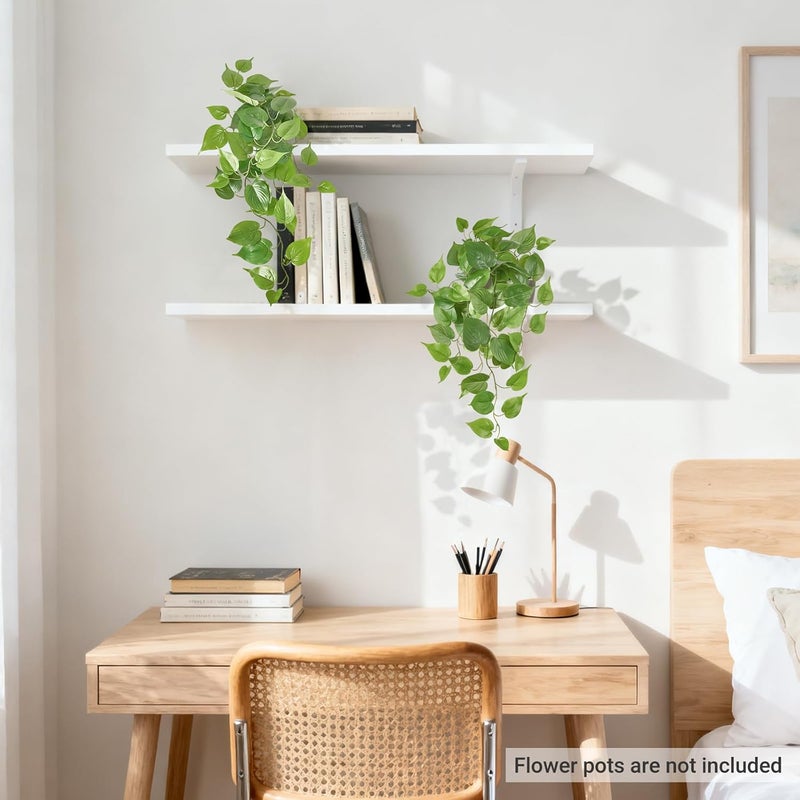 Mkono Fake Hanging Plants, 2pcs Artificial Plants for Home Decor Indoor Fake Vines Greenery for Bedroom Wall Living Room Bathroom Kitchen Office Decor, Pothos(No Flowerpot) - Image 2