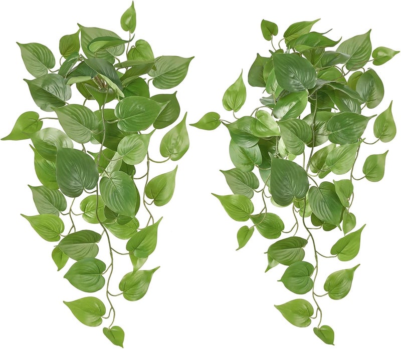 Mkono Fake Hanging Plants, 2pcs Artificial Plants for Home Decor Indoor Fake Vines Greenery for Bedroom Wall Living Room Bathroom Kitchen Office Decor, Pothos(No Flowerpot) - Image 1