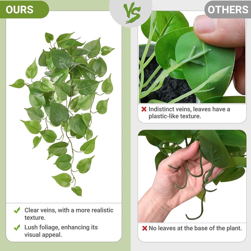 Mkono Fake Hanging Plants, 2pcs Artificial Plants for Home Decor Indoor Fake Vines Greenery for Bedroom Wall Living Room Bathroom Kitchen Office Decor, Pothos(No Flowerpot) - Image 5