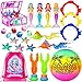 DRAMATION Pool Diving Toys for Kids Ages 312 DRAMATION 25 Pcs Mermaid Dive Pool Toys with Diving Gems and Treasure Chest Diving Rings Storage Bag Summer Beach Swim Water Sinking Toys for Boys Girls 35 48 - Image 2