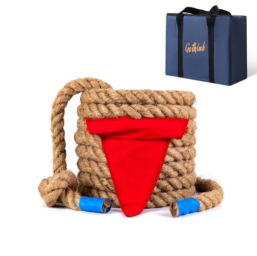 Gothink 33 FT Tug of War Rope Toys Set for Kids - Soft Natural Jute Fiber Rope with Red Flag for Field Day, Birthday Holiday Party Game, Camping Backyard Outdoor Games & Team Activities - Image 1