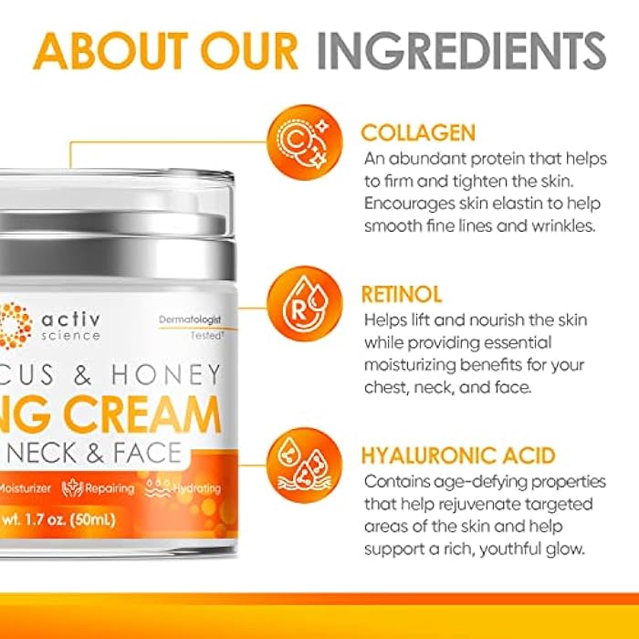 ACTIVSCIENCE Hibiscus & Honey Firming Cream, Neck Firming Cream, Skin Tightening Cream, Skin Firming and Tightening Lotion, Reduce the Look of Neck Lines, Tightens & Smooths - With Collagen & Hyaluronic Acid 1.7OZ - Image 2